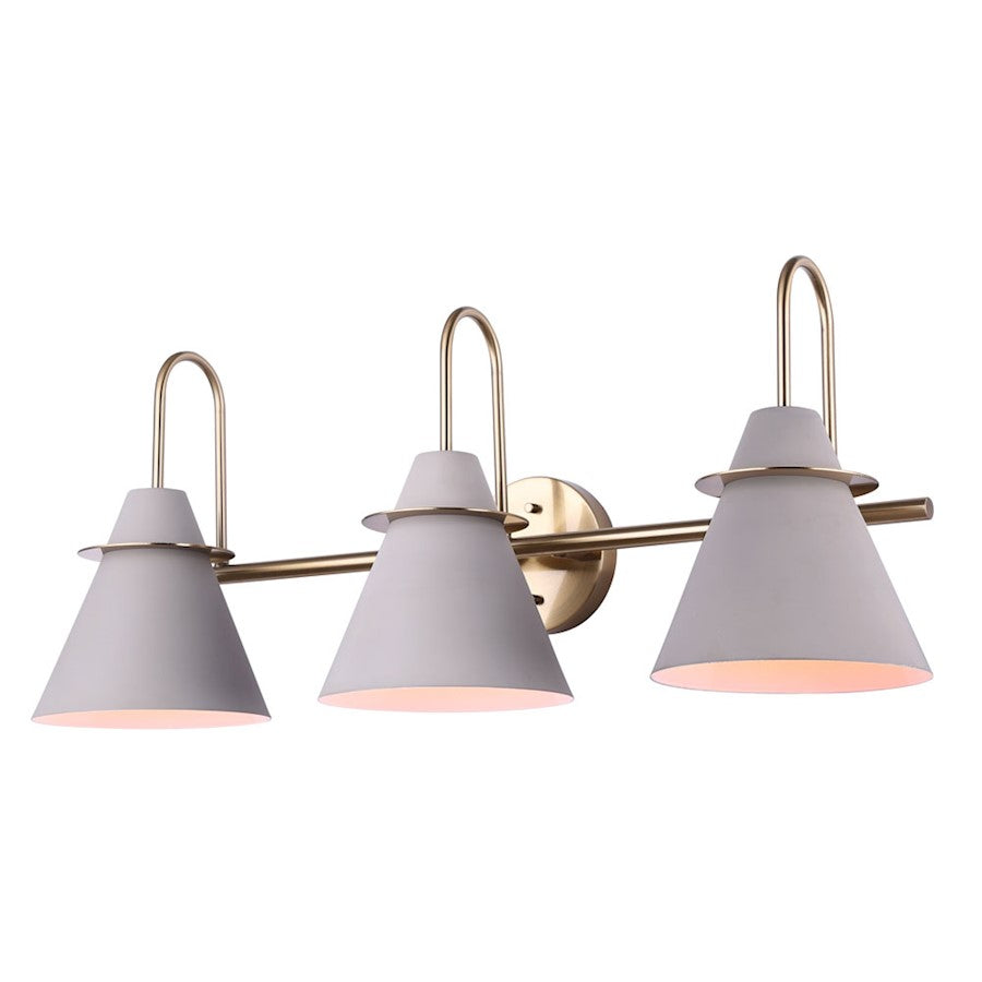 Canarm Talia 28in 3-Light Vanity | Matte Gold and Matte Grey Metal Shade | Bathroom Vanity Light | 28 x 9 x 11.75 in | Model IVL1076A03MGG