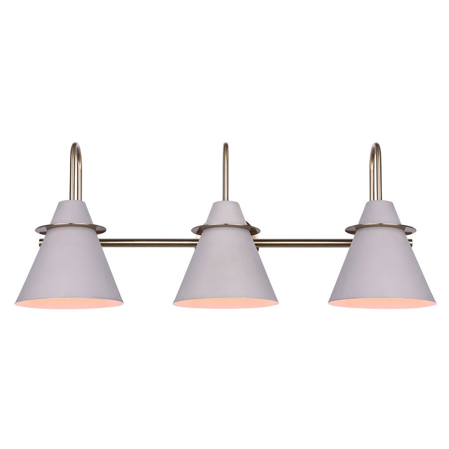 Canarm Talia 28in 3-Light Vanity | Matte Gold and Matte Grey Metal Shade | Bathroom Vanity Light | 28 x 9 x 11.75 in | Model IVL1076A03MGG