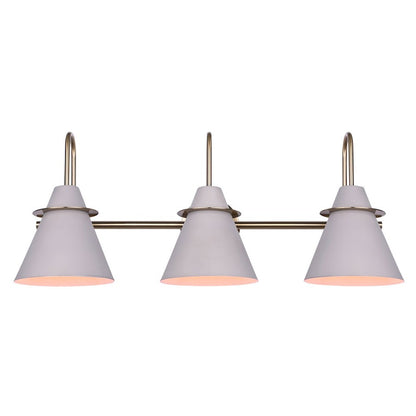 Canarm Talia 28in 3-Light Vanity | Matte Gold and Matte Grey Metal Shade | Bathroom Vanity Light | 28 x 9 x 11.75 in | Model IVL1076A03MGG