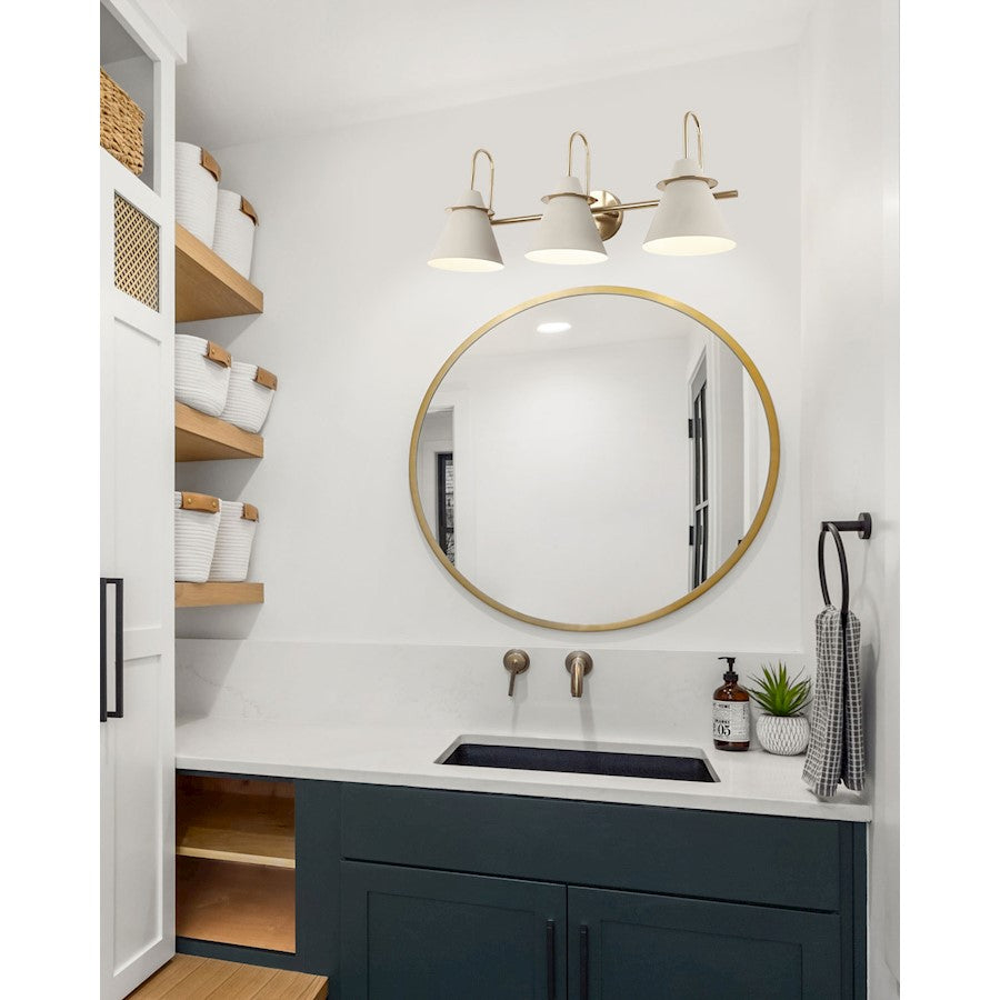 Canarm Talia 28in 3-Light Vanity | Matte Gold and Matte Grey Metal Shade | Bathroom Vanity Light | 28 x 9 x 11.75 in | Model IVL1076A03MGG