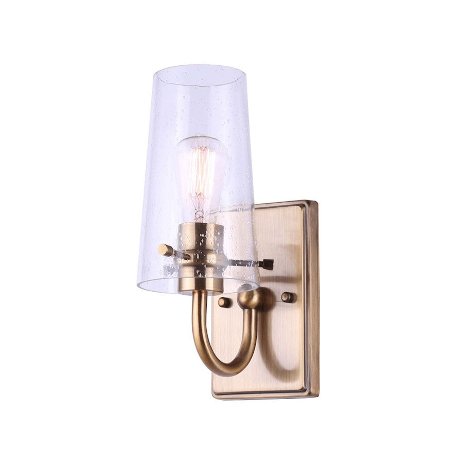 Canarm Vivien 11in 1-Light Wall Sconce | Modern Gold and Seeded Glass | Bathroom & Hallway | 4 x 7 x 11 in | Model IVL1080A01GD