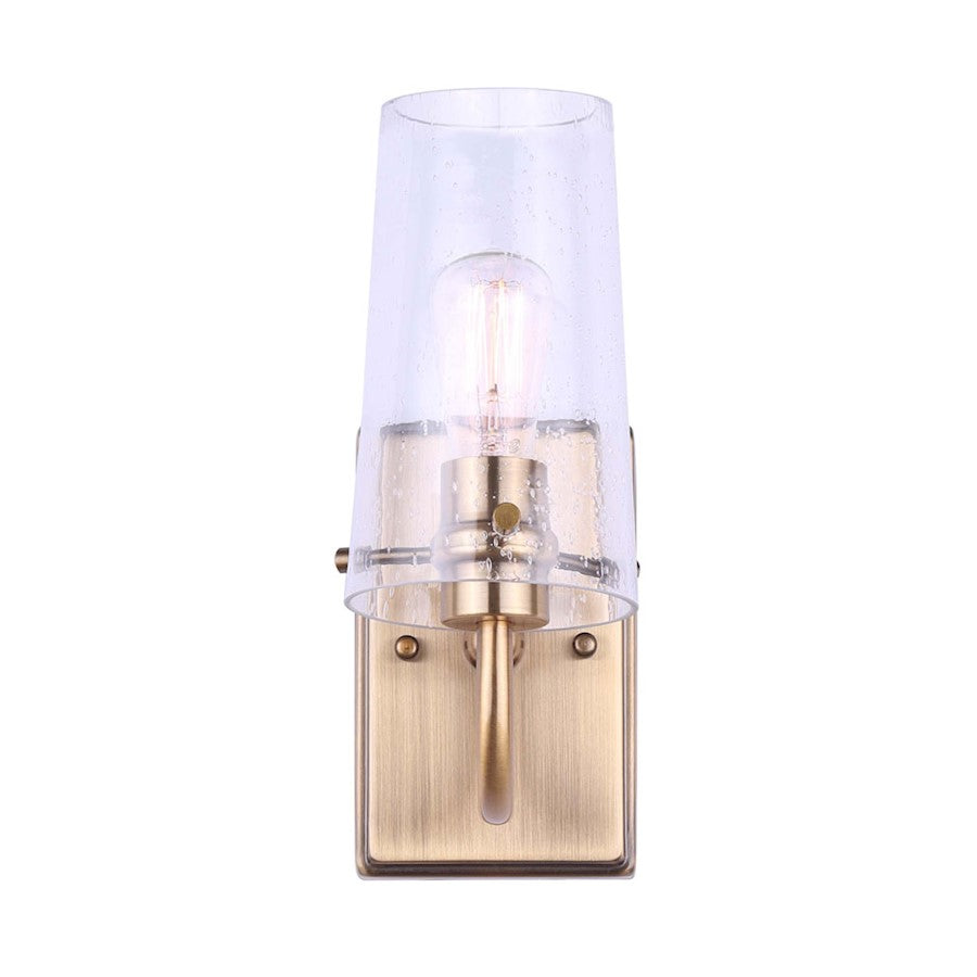 Canarm Vivien 11in 1-Light Wall Sconce | Modern Gold and Seeded Glass | Bathroom & Hallway | 4 x 7 x 11 in | Model IVL1080A01GD