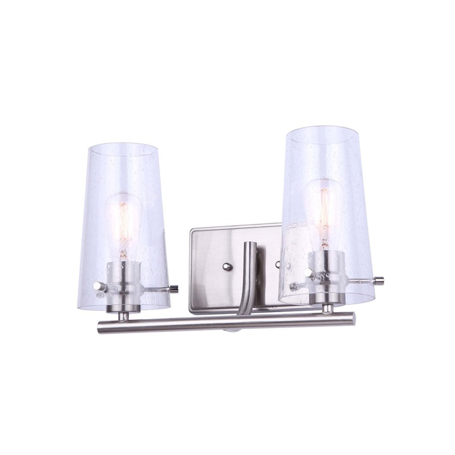 Canarm Vivien 14in 2-Light Vanity Light | Modern Brushed Nickel and Seeded Glass | Bathroom Vanity | 14 x 7 x 9 in | Model IVL1080A02BN
