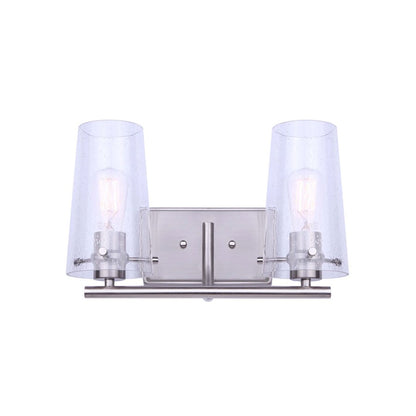 Canarm Vivien 14in 2-Light Vanity Light | Modern Brushed Nickel and Seeded Glass | Bathroom Vanity | 14 x 7 x 9 in | Model IVL1080A02BN