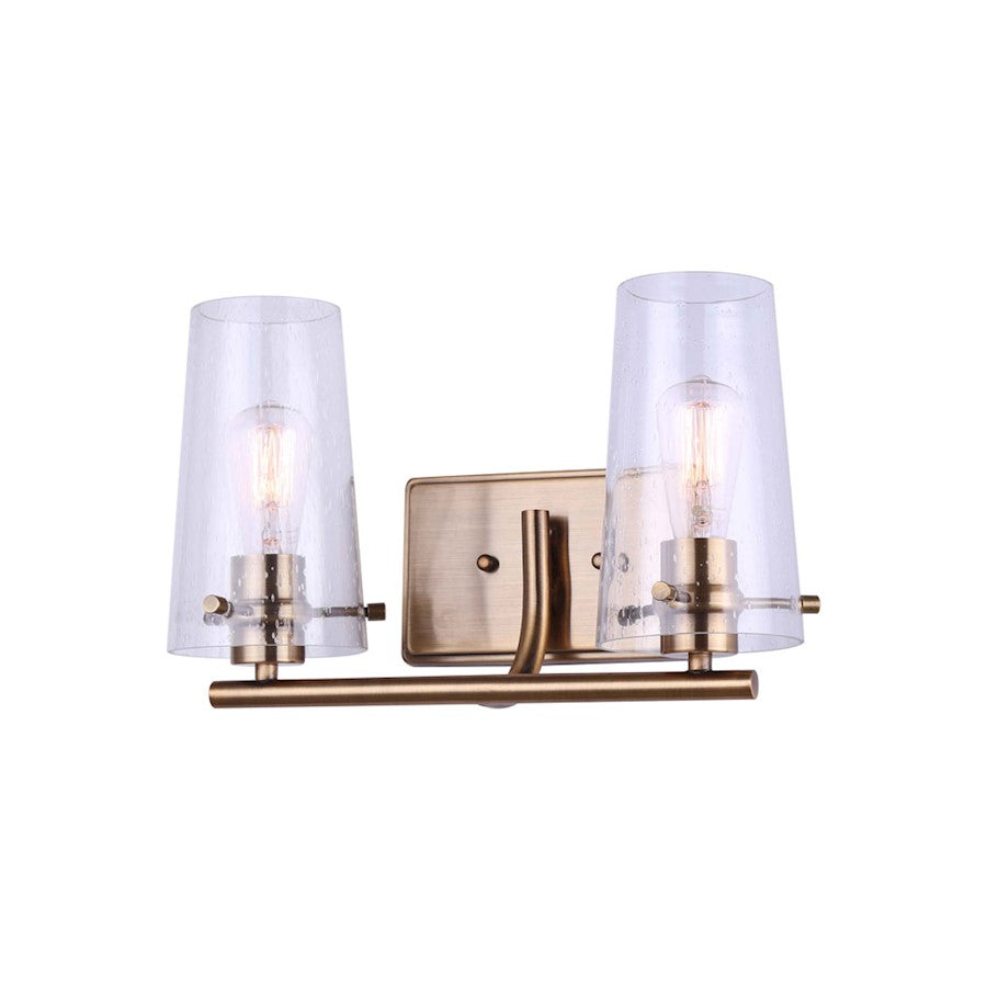 Canarm Vivien 14in 2-Light Vanity Light | Modern Gold and Seeded Glass | Bathroom Vanity | 14 x 7 x 9 in | Model IVL1080A02GD