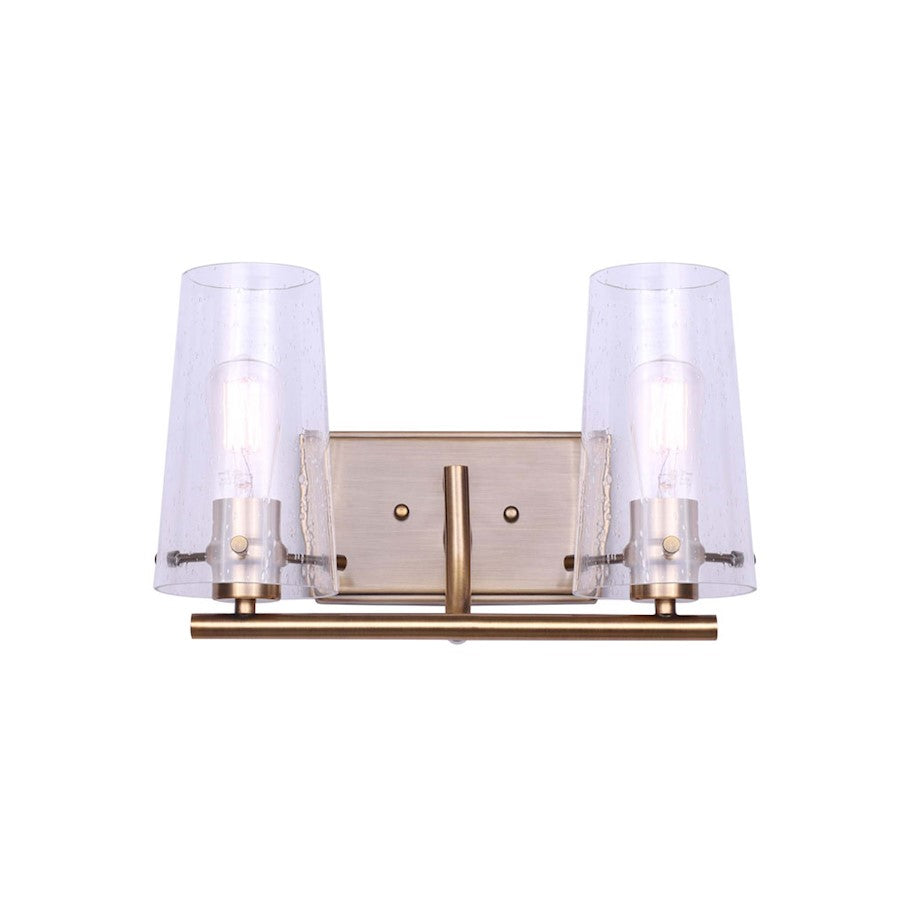 Canarm Vivien 14in 2-Light Vanity Light | Modern Gold and Seeded Glass | Bathroom Vanity | 14 x 7 x 9 in | Model IVL1080A02GD