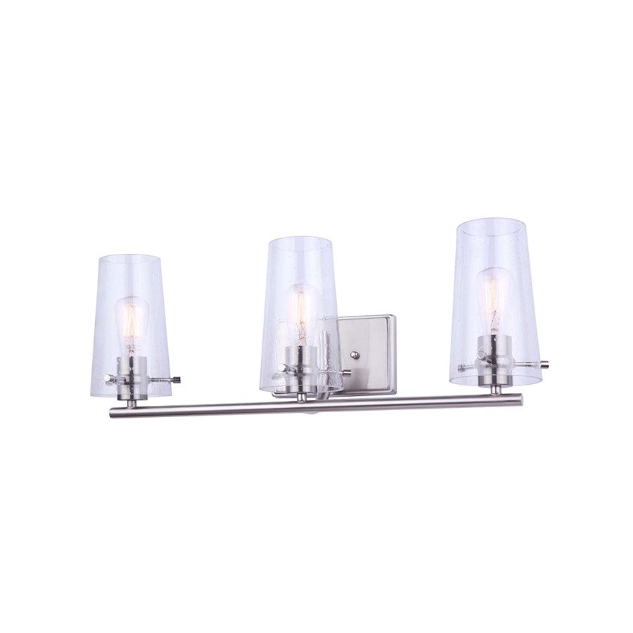 Canarm Vivien 24in 3-Light Vanity Light | Brushed Nickel and Seeded Glass | Bathroom Vanity | 24 x 7 x 9 in | Model IVL1080A03BN
