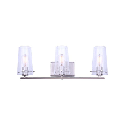 Canarm Vivien 24in 3-Light Vanity Light | Brushed Nickel and Seeded Glass | Bathroom Vanity | 24 x 7 x 9 in | Model IVL1080A03BN