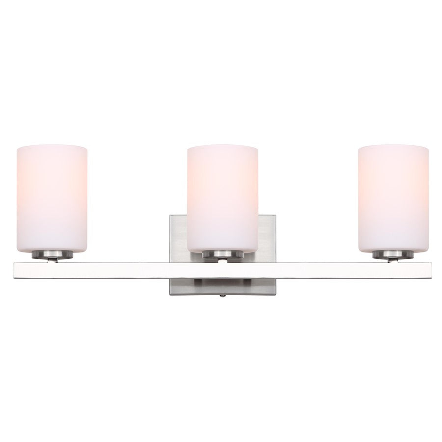 Canarm Jae 23in 3-Light Vanity Light | Modern Brushed Nickel and Flat Opal Glass | Bathroom & Powder Room | 23 x 6 x 8 in | Model IVL1093A03BN