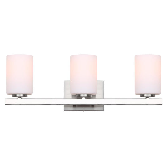 Canarm Jae 23in 3-Light Vanity Light | Modern Brushed Nickel and Flat Opal Glass | Bathroom & Powder Room | 23 x 6 x 8 in | Model IVL1093A03BN