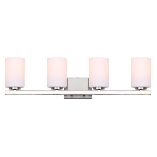 Canarm Jae 31in 4-Light Vanity | Modern Brushed Nickel and Flat Opal Glass | Bathroom & Powder Room | 31 x 6 x 8 in | Model IVL1093A04BN