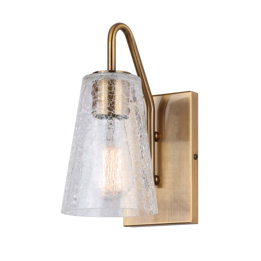 Canarm Everly 5in 1-Light Wall Sconce | Gold and Crackle Glass | Bathroom Vanity Light | 5 x 7.5 x 10.25 in | Model IVL1100A01GD