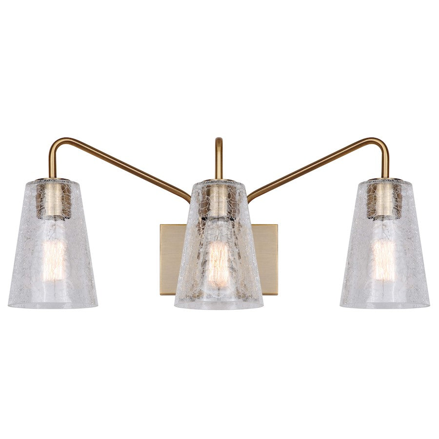 Canarm Everly 24in 3-Light Vanity | Gold and Crackle Glass | Bathroom Vanity Light | 24 x 7.5 x 10.25 in | Model IVL1100A03GD