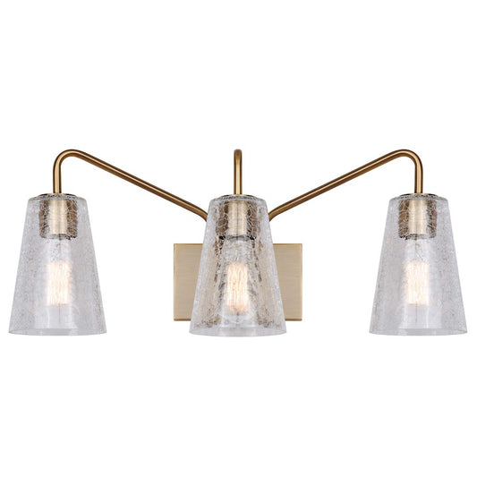 Canarm Everly 24in 3-Light Vanity | Gold and Crackle Glass | Bathroom Vanity Light | 24 x 7.5 x 10.25 in | Model IVL1100A03GD