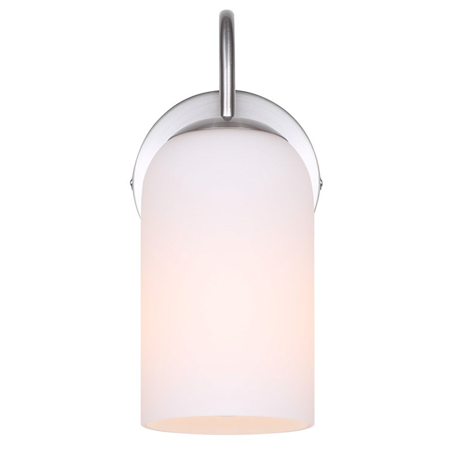 Canarm Novalee 6.5in 1-Light Vanity Light | Modern Brushed Nickel and Opal Glass | Bathroom & Powder Room | 6.5 x 4.75 x 10 in | Model IVL1130A01BN