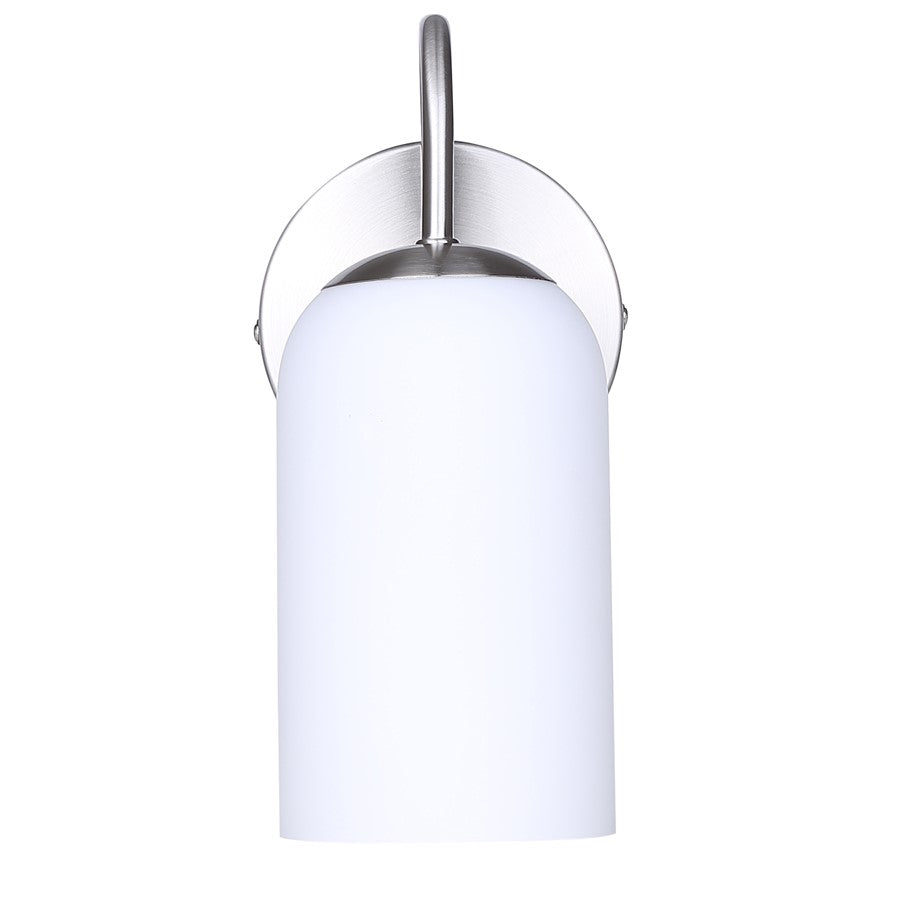 Canarm Novalee 6.5in 1-Light Vanity Light | Modern Brushed Nickel and Opal Glass | Bathroom & Powder Room | 6.5 x 4.75 x 10 in | Model IVL1130A01BN