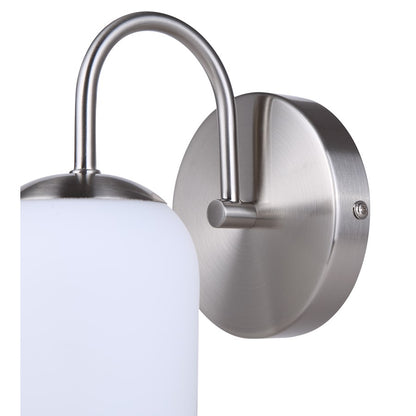 Canarm Novalee 6.5in 1-Light Vanity Light | Modern Brushed Nickel and Opal Glass | Bathroom & Powder Room | 6.5 x 4.75 x 10 in | Model IVL1130A01BN