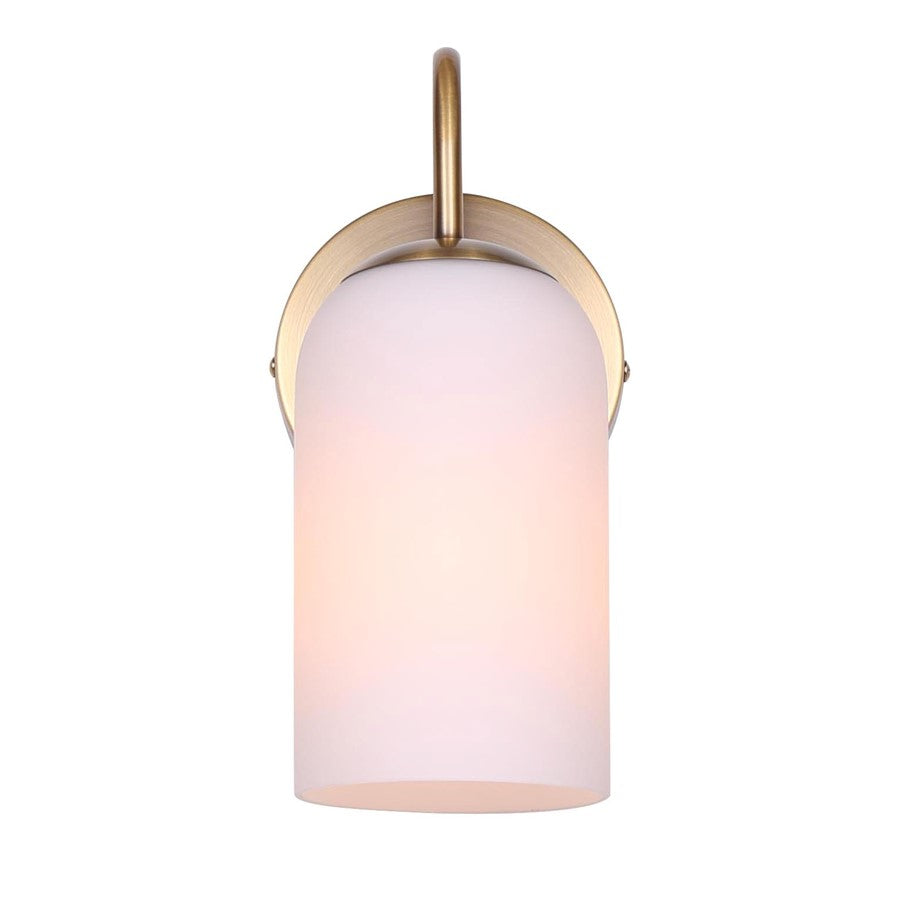 Canarm Novalee 6.5in 1-Light Wall Sconce | Modern Gold and Opal Glass | Bathroom & Powder Room | 6.5 x 4.75 x 10 in | Model IVL1130A01GD