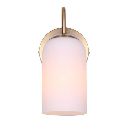 Canarm Novalee 6.5in 1-Light Wall Sconce | Modern Gold and Opal Glass | Bathroom & Powder Room | 6.5 x 4.75 x 10 in | Model IVL1130A01GD