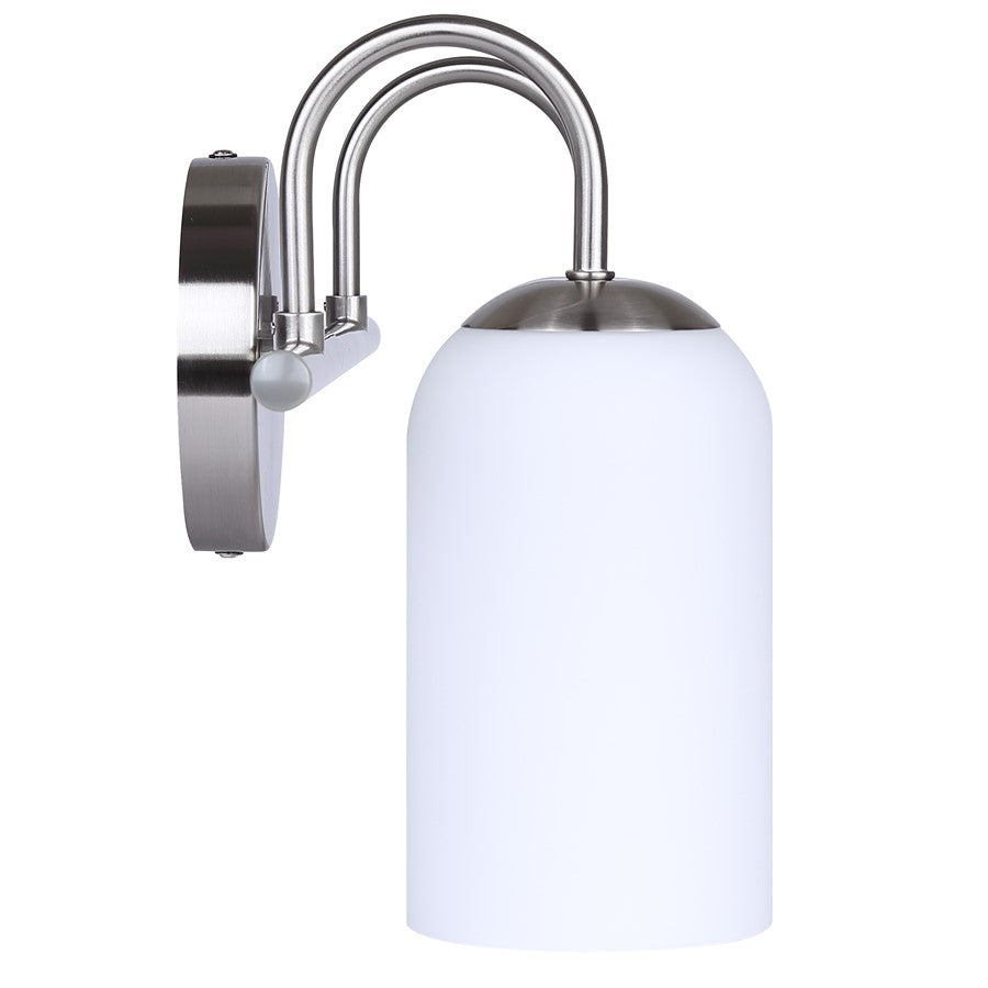 Canarm Novalee 14.5in 2-Light Vanity Light | Modern Brushed Nickel and Opal Glass | Bathroom & Powder Room | 14.5 x 6.5 x 9.75 in | Model IVL1130A02BN