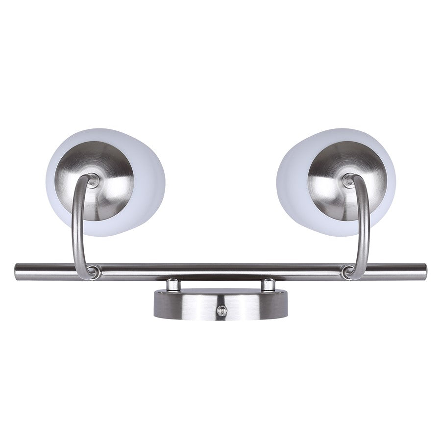 Canarm Novalee 14.5in 2-Light Vanity Light | Modern Brushed Nickel and Opal Glass | Bathroom & Powder Room | 14.5 x 6.5 x 9.75 in | Model IVL1130A02BN