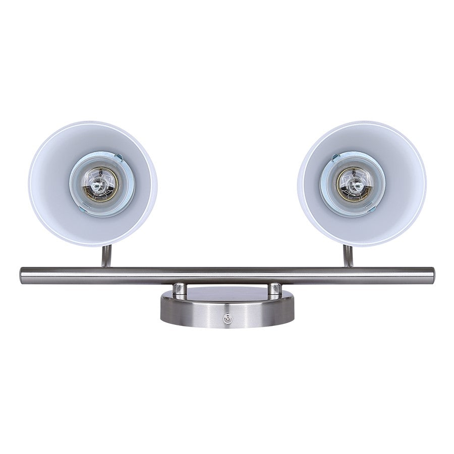Canarm Novalee 14.5in 2-Light Vanity Light | Modern Brushed Nickel and Opal Glass | Bathroom & Powder Room | 14.5 x 6.5 x 9.75 in | Model IVL1130A02BN