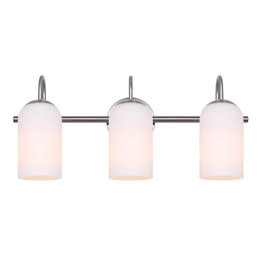 Canarm Novalee 22in 3-Light Vanity | Brushed Nickel and Opal Glass | Bathroom & Powder Room | 22 x 6.5 x 9.75 in | Model IVL1130A03BN