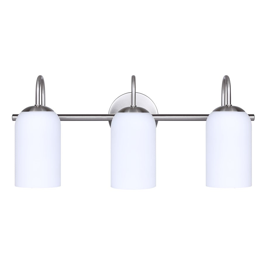 Canarm Novalee 22in 3-Light Vanity | Brushed Nickel and Opal Glass | Bathroom & Powder Room | 22 x 6.5 x 9.75 in | Model IVL1130A03BN