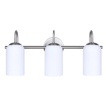 Canarm Novalee 22in 3-Light Vanity | Brushed Nickel and Opal Glass | Bathroom & Powder Room | 22 x 6.5 x 9.75 in | Model IVL1130A03BN