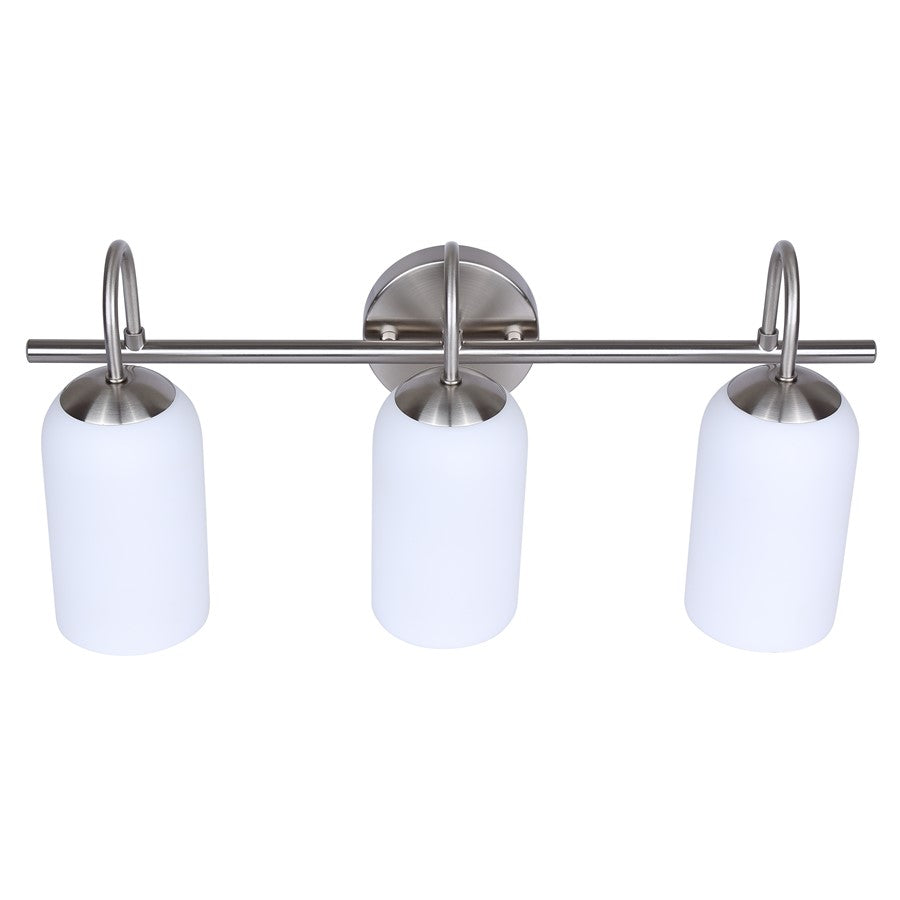 Canarm Novalee 22in 3-Light Vanity | Brushed Nickel and Opal Glass | Bathroom & Powder Room | 22 x 6.5 x 9.75 in | Model IVL1130A03BN