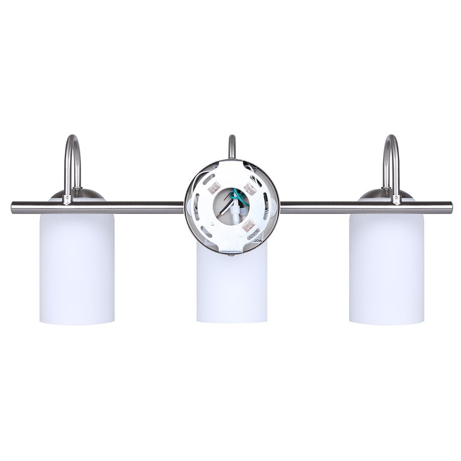 Canarm Novalee 22in 3-Light Vanity | Brushed Nickel and Opal Glass | Bathroom & Powder Room | 22 x 6.5 x 9.75 in | Model IVL1130A03BN