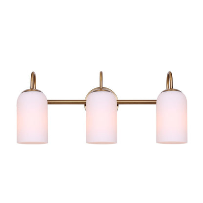 Canarm Novalee 22in 3-Light Vanity | Gold and Opal Glass | Bathroom & Powder Room | 22 x 6.5 x 9.75 in | Model IVL1130A03GD