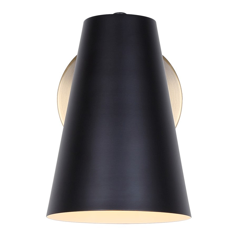 Canarm Harken 1-Light Wall Sconce | Matte Black and Gold Metal | Bathroom & Powder Room | 5.38 x 7.75 x 7.75 in | Model IVL1145A01BKG