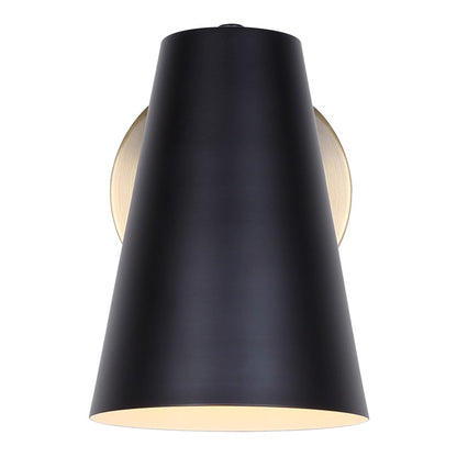 Canarm Harken 1-Light Wall Sconce | Matte Black and Gold Metal | Bathroom & Powder Room | 5.38 x 7.75 x 7.75 in | Model IVL1145A01BKG