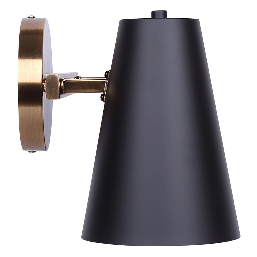 Canarm Harken 15.5in 2-Light Vanity | Matte Black and Gold Metal | Bathroom & Powder Room | 15.5 x 7.75 x 7.75 in | Model IVL1145A02BKG