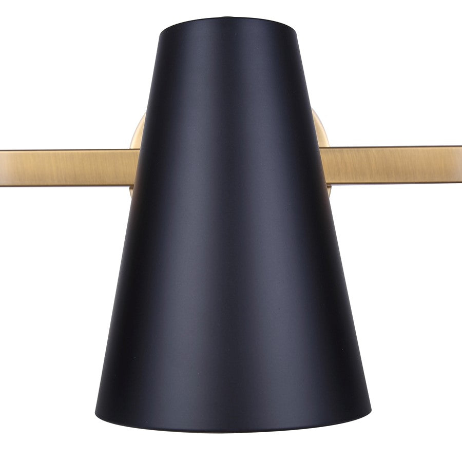 Canarm Harken 24.5in 3-Light Vanity Light | Modern Matte Black and Gold Metal | Bathroom & Powder Room | 24.5 x 7.75 x 8.25 in | Model IVL1145A03BKG