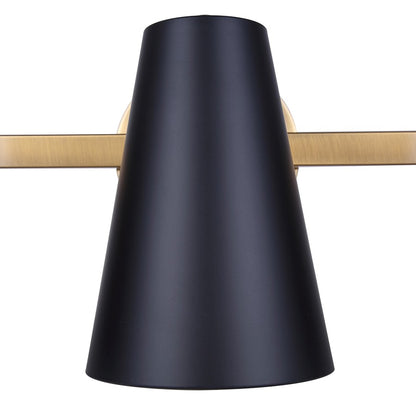 Canarm Harken 24.5in 3-Light Vanity Light | Modern Matte Black and Gold Metal | Bathroom & Powder Room | 24.5 x 7.75 x 8.25 in | Model IVL1145A03BKG