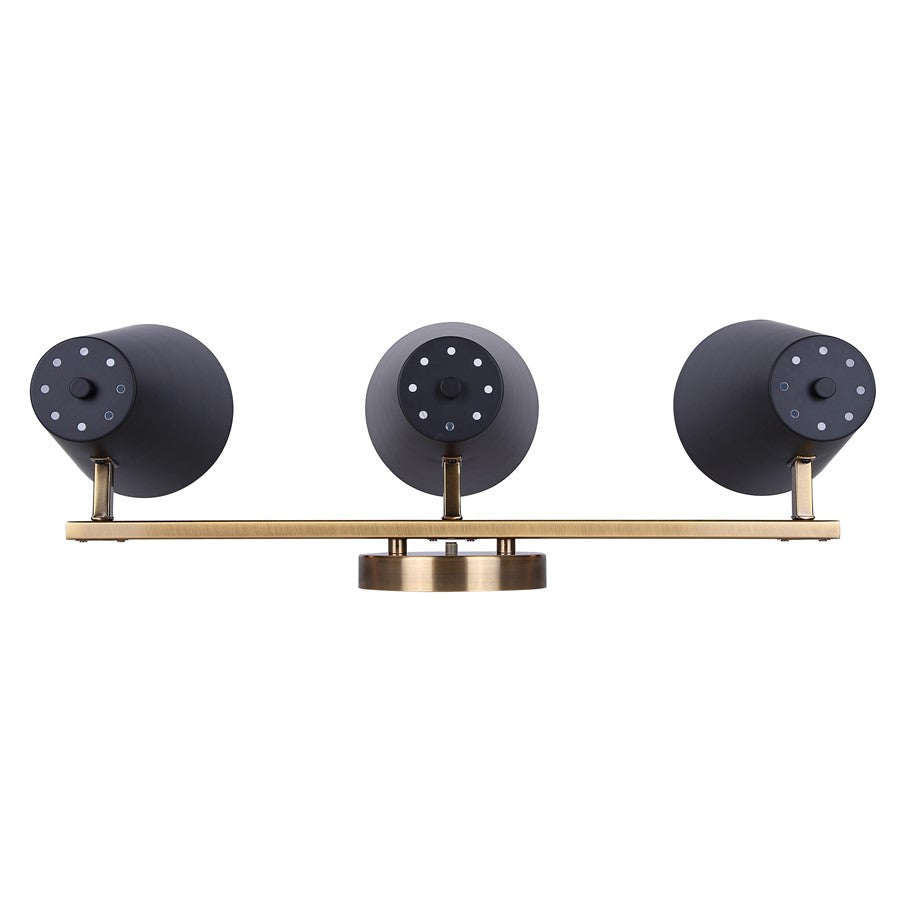 Canarm Harken 24.5in 3-Light Vanity Light | Modern Matte Black and Gold Metal | Bathroom & Powder Room | 24.5 x 7.75 x 8.25 in | Model IVL1145A03BKG