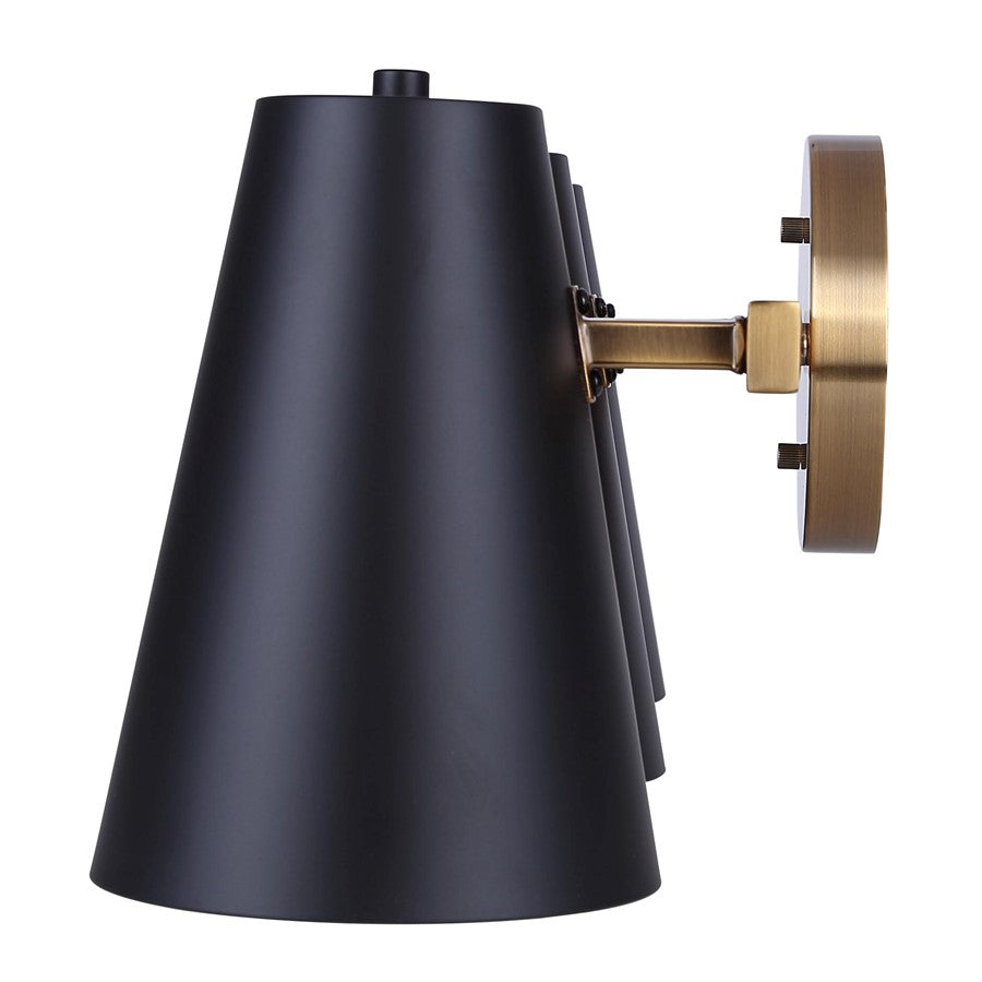 Canarm Harken 24.5in 3-Light Vanity Light | Modern Matte Black and Gold Metal | Bathroom & Powder Room | 24.5 x 7.75 x 8.25 in | Model IVL1145A03BKG