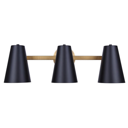 Canarm Harken 24.5in 3-Light Vanity Light | Modern Matte Black and Gold Metal | Bathroom & Powder Room | 24.5 x 7.75 x 8.25 in | Model IVL1145A03BKG