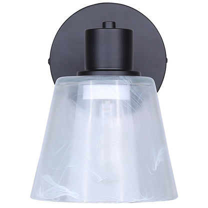 Canarm Luelle 7.88in 1-Light Wall Sconce | Modern Matte Black and Alabaster Glass | Bathroom & Powder Room | 6 x 8.25 x 7.87 in | Model IVL1151A01BK