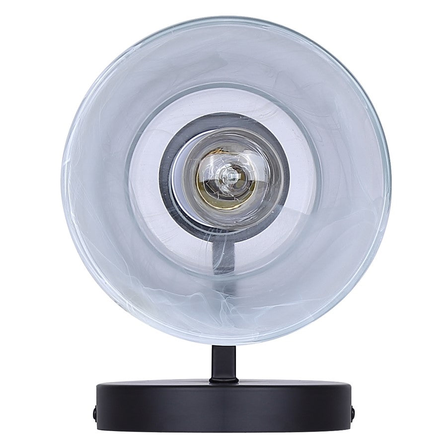 Canarm Luelle 7.88in 1-Light Wall Sconce | Modern Matte Black and Alabaster Glass | Bathroom & Powder Room | 6 x 8.25 x 7.87 in | Model IVL1151A01BK