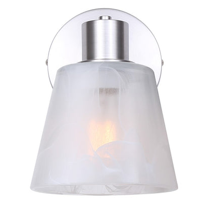 Canarm Luelle 7.88in 1-Light Wall Sconce | Modern Brushed Nickel and Alabaster Glass | Bathroom & Powder Room | Model IVL1151A01BN