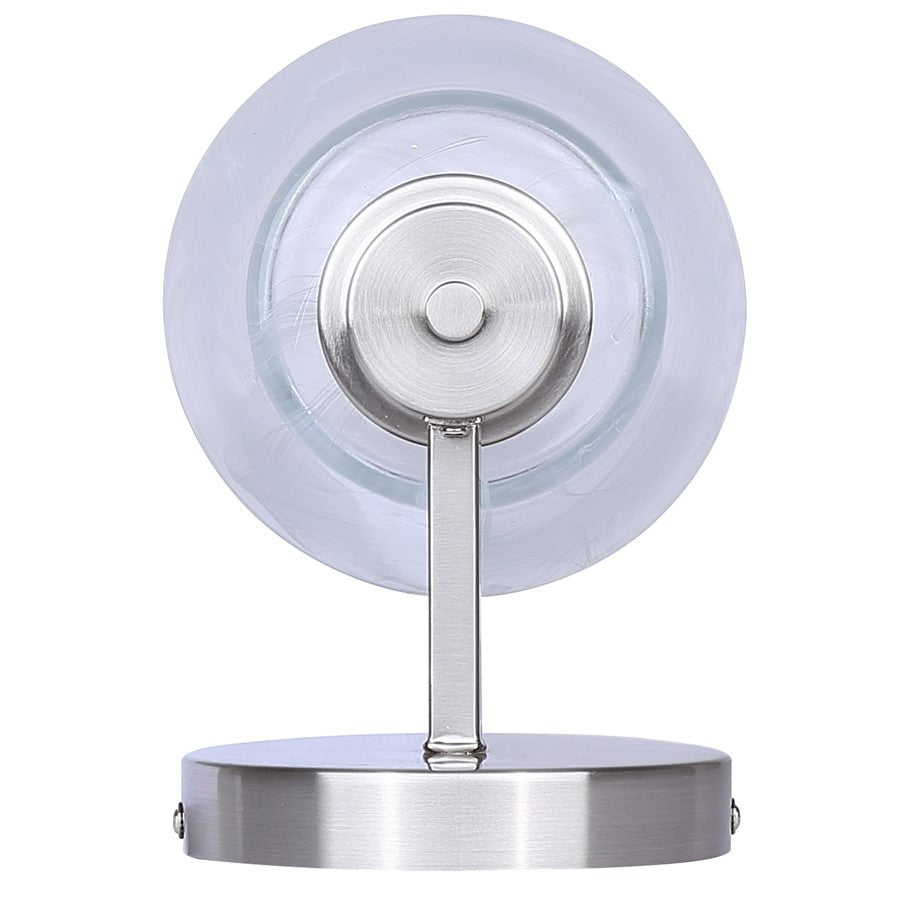 Canarm Luelle 7.88in 1-Light Wall Sconce | Modern Brushed Nickel and Alabaster Glass | Bathroom & Powder Room | Model IVL1151A01BN