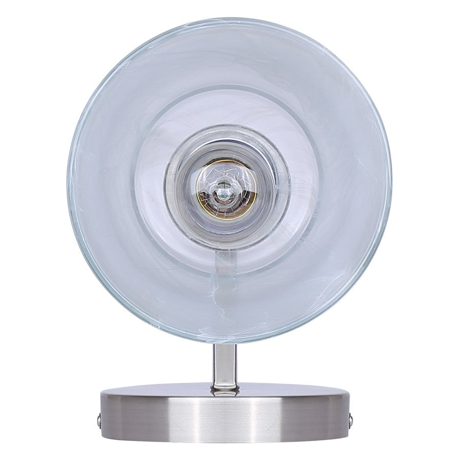 Canarm Luelle 7.88in 1-Light Wall Sconce | Modern Brushed Nickel and Alabaster Glass | Bathroom & Powder Room | Model IVL1151A01BN