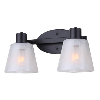 Canarm Luelle 16in 2-Light Vanity Light | Modern Matte Black and Alabaster Glass | Bathroom & Powder Room | 16 x 8 x 8 in | Model IVL1151A02BK