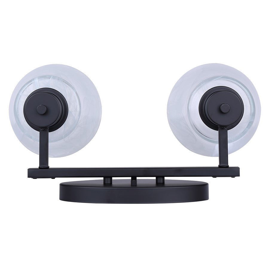 Canarm Luelle 16in 2-Light Vanity Light | Modern Matte Black and Alabaster Glass | Bathroom & Powder Room | 16 x 8 x 8 in | Model IVL1151A02BK