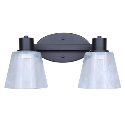 Canarm Luelle 16in 2-Light Vanity Light | Modern Matte Black and Alabaster Glass | Bathroom & Powder Room | 16 x 8 x 8 in | Model IVL1151A02BK
