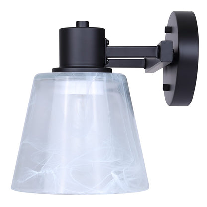 Canarm Luelle 16in 2-Light Vanity Light | Modern Matte Black and Alabaster Glass | Bathroom & Powder Room | 16 x 8 x 8 in | Model IVL1151A02BK