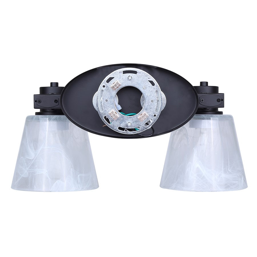Canarm Luelle 16in 2-Light Vanity Light | Modern Matte Black and Alabaster Glass | Bathroom & Powder Room | 16 x 8 x 8 in | Model IVL1151A02BK